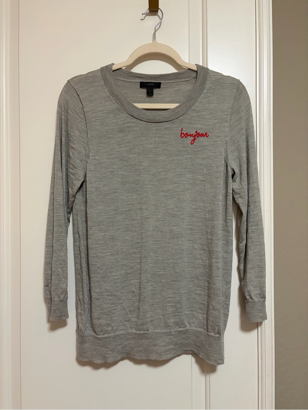 J. Crew 🇫🇷🥐 ‘bonjour’ Crewneck Sweater🍾☕️